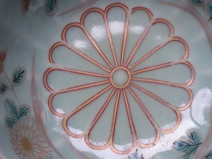 Celadon bowl with chrysanthemum and fans, 1740-1770 - Image 3